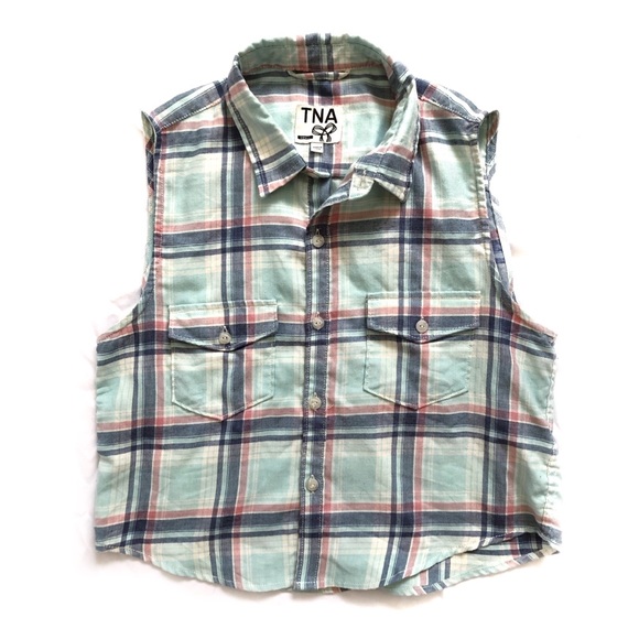 TNA | ARITZIA | PASTEL PLAID SLEEVELESS BLOUSE - Picture 2 of 8